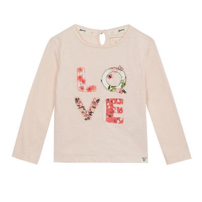 Girls' pink floral patchwork 'Love' top